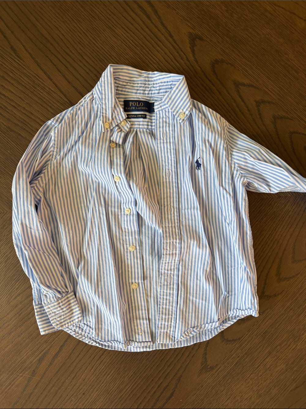 Polo by Ralph Lauren Light Blue and White Striped Button-Down Shirt for Kids